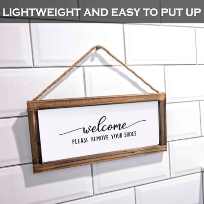 Please Remove Shoes Sign - Modern Farmhouse Wall Hangiing Sign 6x12