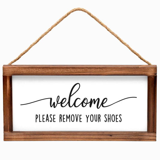 Please Remove Shoes Sign - Modern Farmhouse Wall Hangiing Sign 6x12