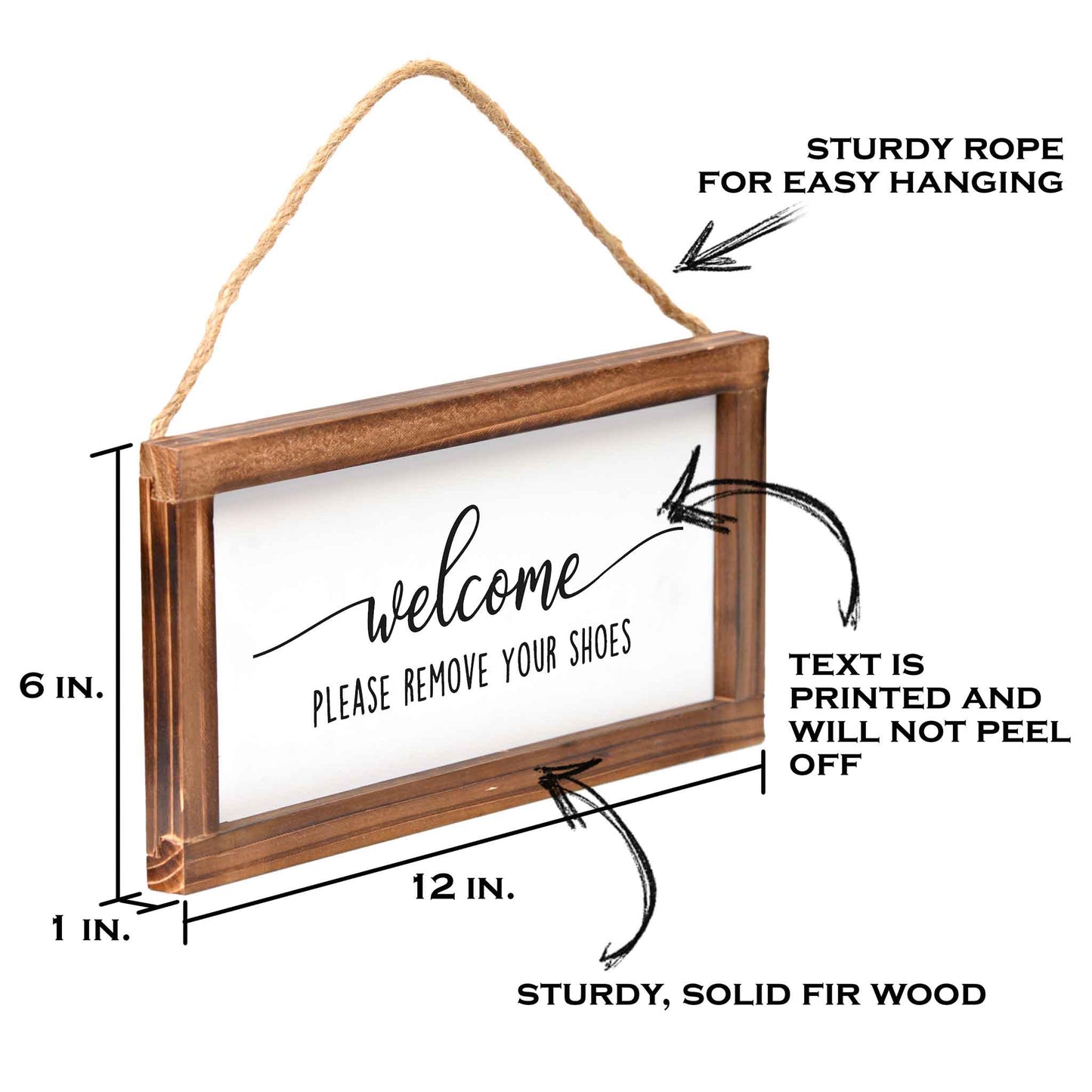 Please Remove Shoes Sign - Modern Farmhouse Wall Hangiing Sign 6x12