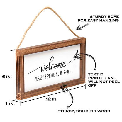 Please Remove Shoes Sign - Modern Farmhouse Wall Hangiing Sign 6x12