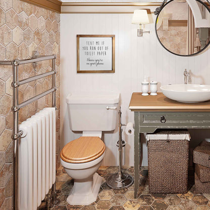 Text Me Sign - Funny Farmhouse Bathroom Decor Sign 12x12