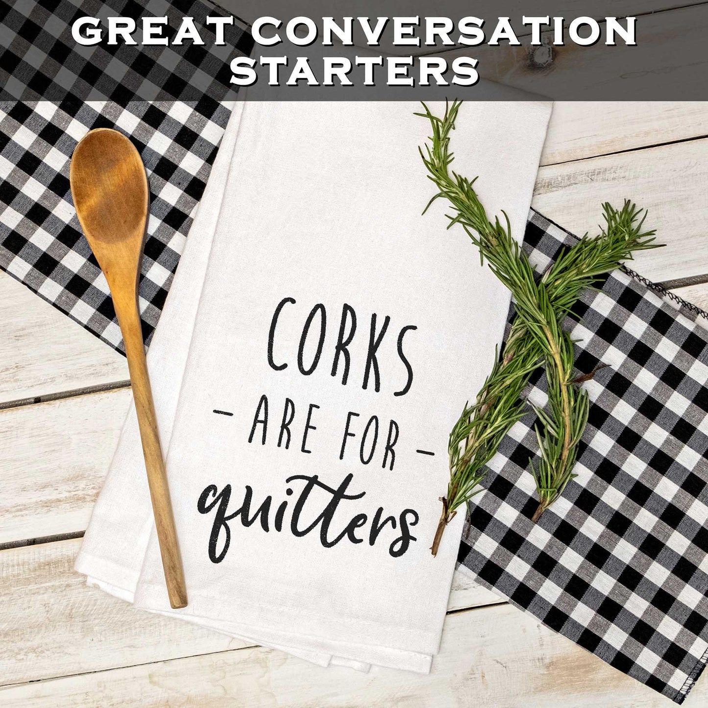 Corks Are For Quitters Towel 18x24 Inch, Funny Kitchen Towel With Saying