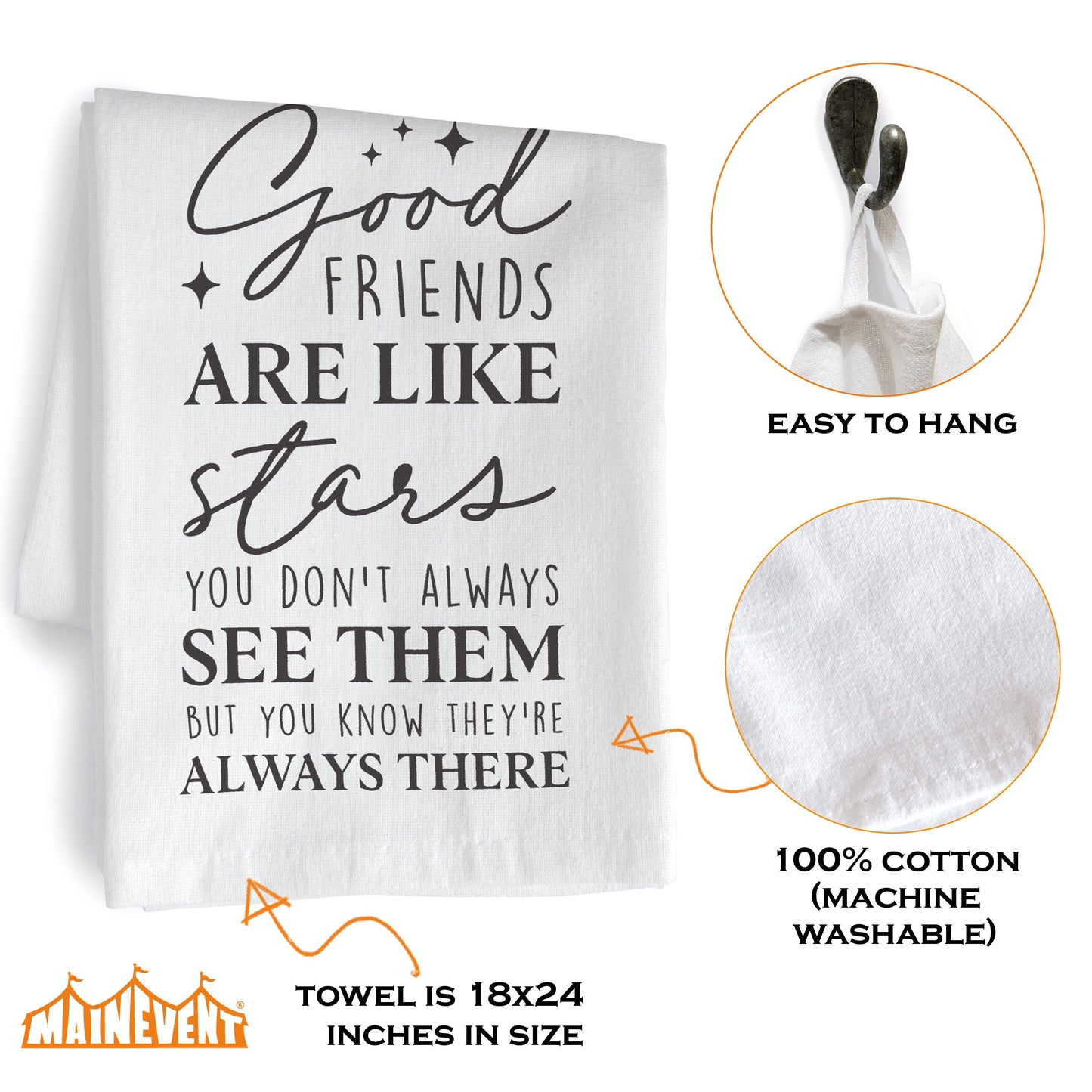 Good Friends Dish Towel 18x24 Inch, Funny Kitchen Towel With Saying