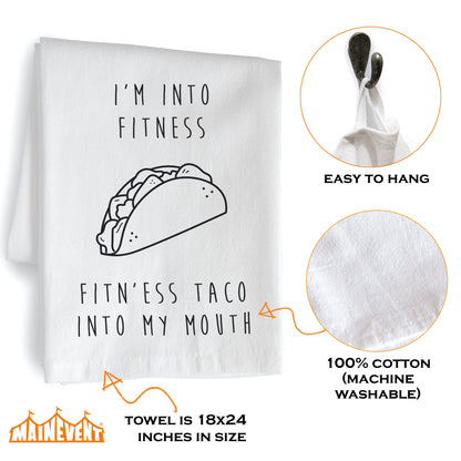 I'm Into Fitness Taco Kitchen Towel 18x24 Inch, Funny Saying Kitchen Towel
