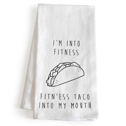 I'm Into Fitness Taco Kitchen Towel 18x24 Inch, Funny Saying Kitchen Towel