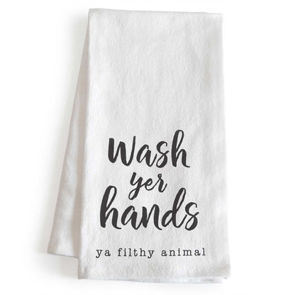 Wash Your Hands Ya Filthy Animal Hand Towel 18x24 Inch, Funny Saying Kitchen Towel