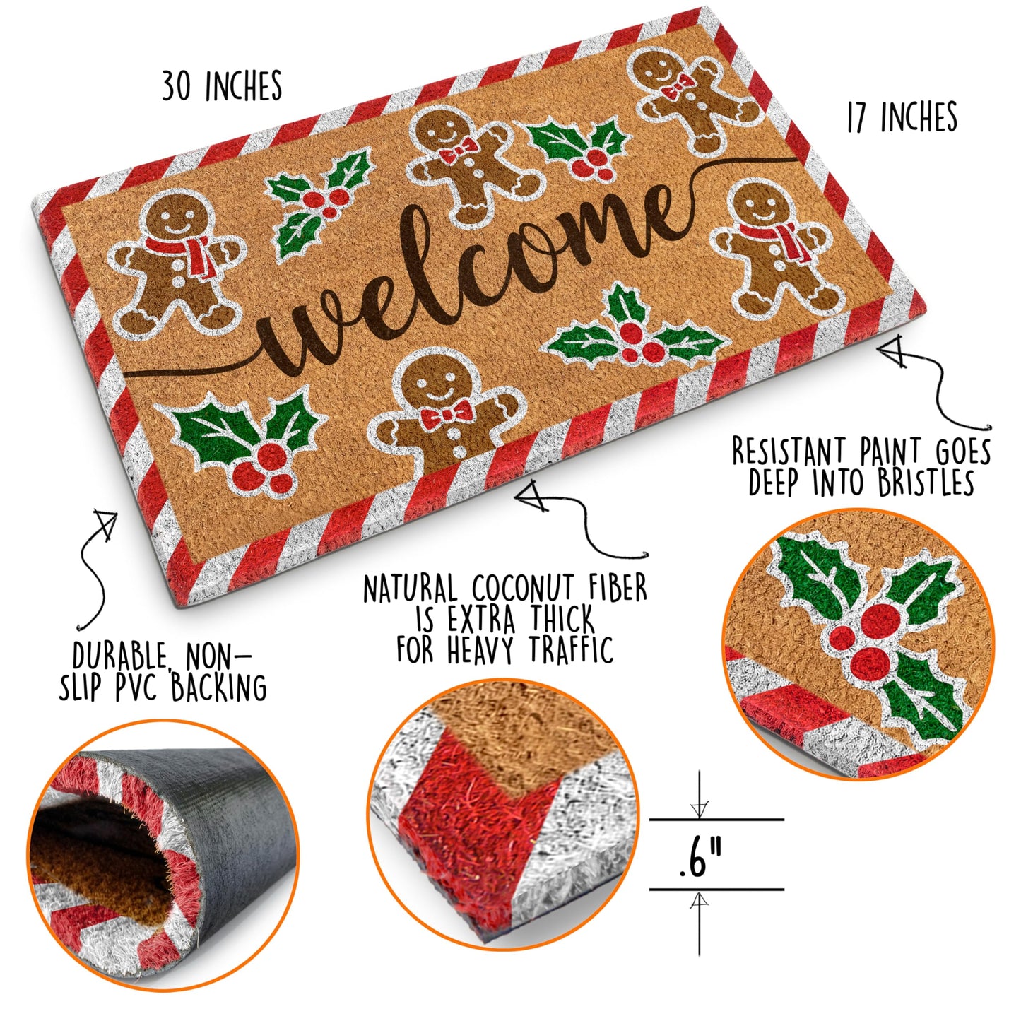 Gingerbread Doormat 30x17 Inch